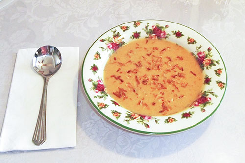Cream of Carrot and Red Lentil Soup with Dairy Free Option