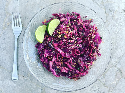 Medjool Dates Peanuts and Cabbage Salad with Citrus Dressing