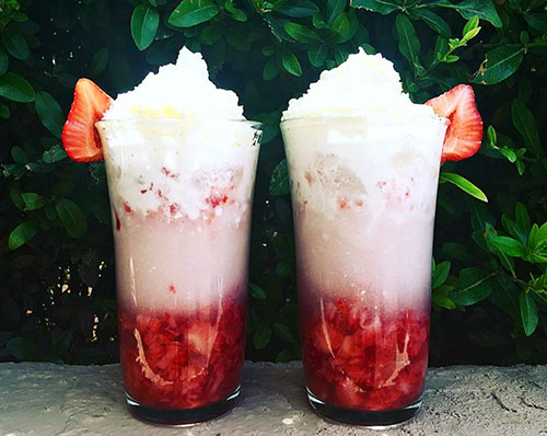 Fresh Fruit on the Bottom Strawberry Coconut Italian Cream Soda